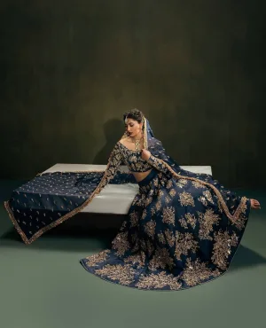 Midnight Royal Polo Silk Lehenga