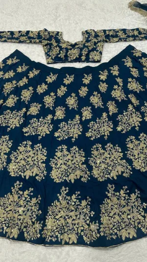 Midnight Royal Polo Silk Lehenga