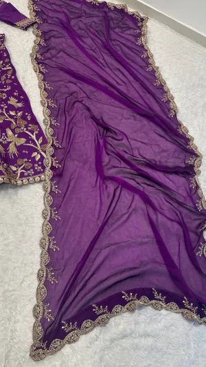 Royal Amethyst Thai Silk Lehenga Set