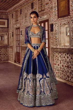 Ethereal Royal Blue Thai Silk Lehenga Set