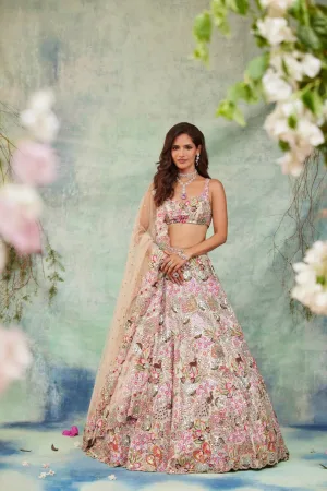 Garden of Elegance Floral Faux Georgette Lehenga Set