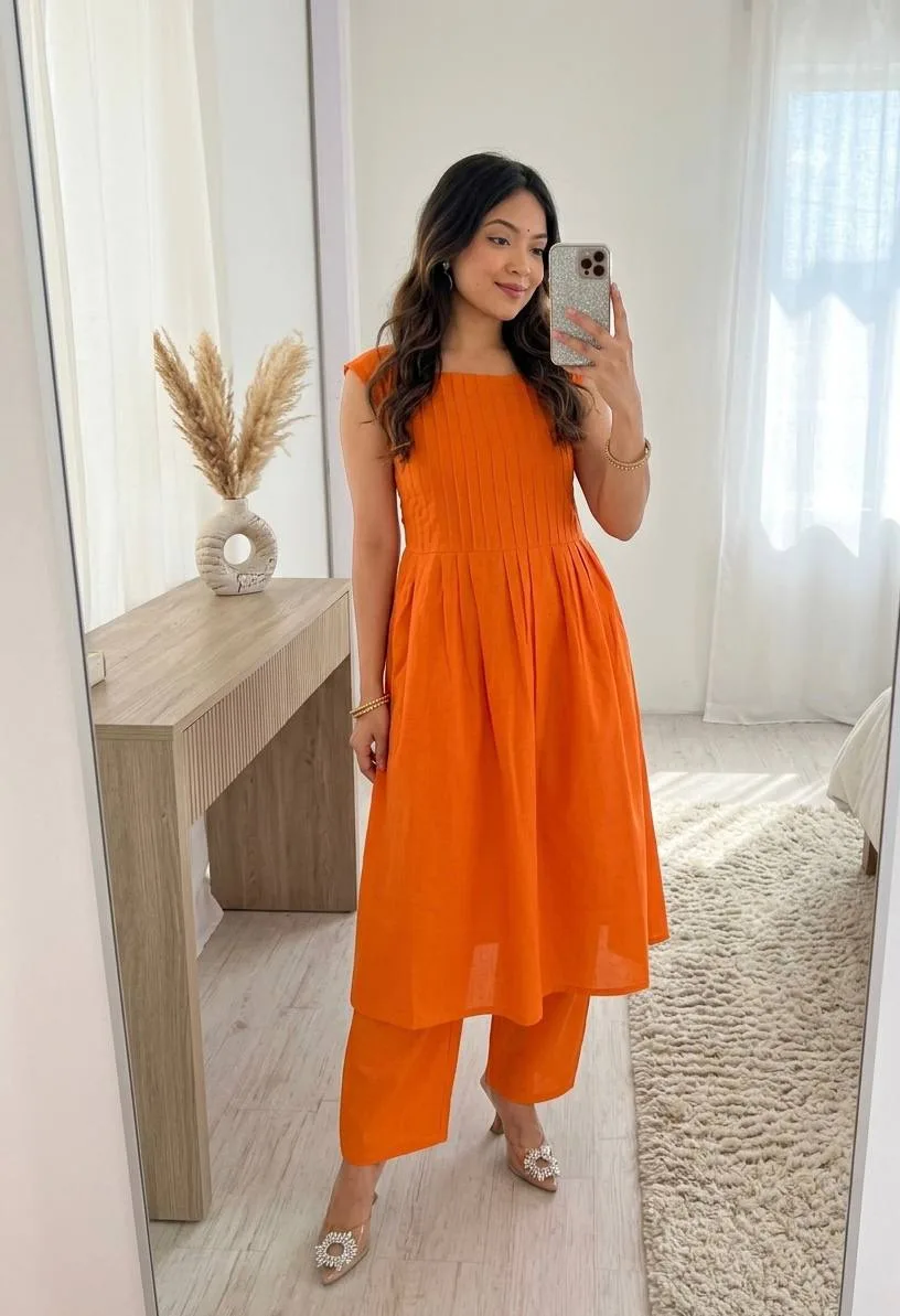 Sunset Glow Magic Slub Cotton Co-ord Suit