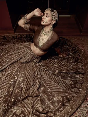 Chocolate Royale Thai Silk Designer Lehenga