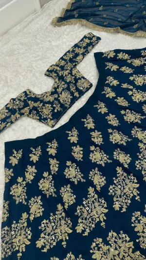 Midnight Royal Polo Silk Lehenga