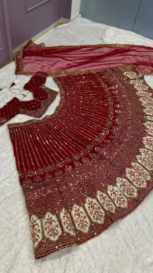 Crimson Royale Rangoon Silk Lehenga Set