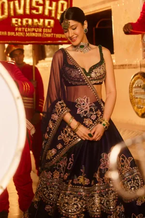 Deep Violet Kasturi Silk Lehenga Set