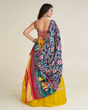 Kesariya Rang Gamthi Satin Silk Lehenga Set