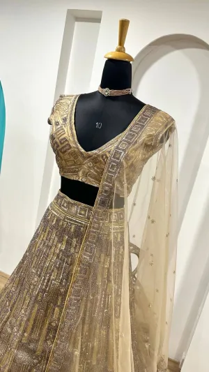 Champagne Luxe Net Bridal Lehenga