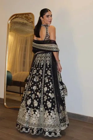 Midnight Noir Chinon Silk Lehenga Set