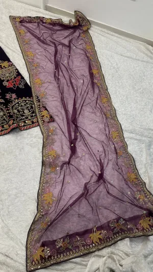 Deep Violet Kasturi Silk Lehenga Set