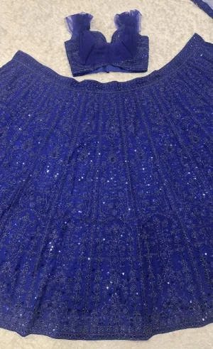 Royal Blue Sparkle Sequin Lehenga Set