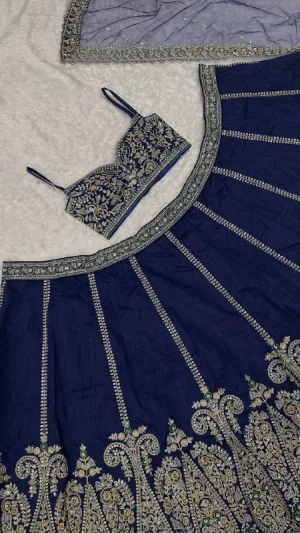 Ethereal Royal Blue Thai Silk Lehenga Set