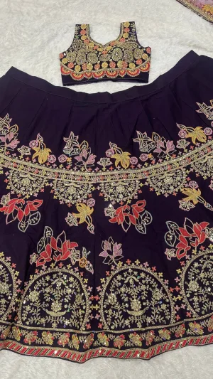 Deep Violet Kasturi Silk Lehenga Set