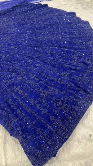 Royal Blue Sparkle Sequin Lehenga Set