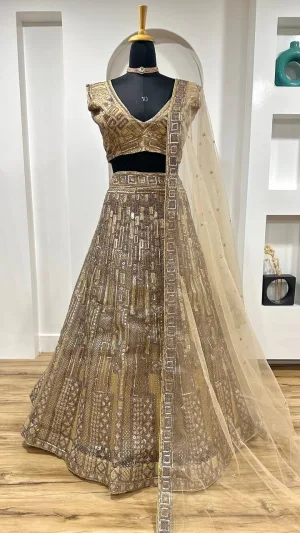 Champagne Luxe Net Bridal Lehenga