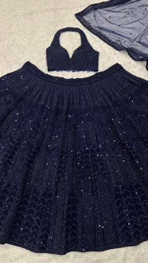 Midnight Sequin Net Lehenga Set