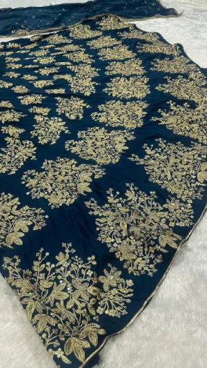 Midnight Royal Polo Silk Lehenga