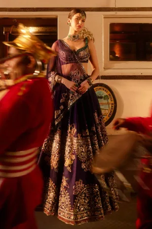 Deep Violet Kasturi Silk Lehenga Set