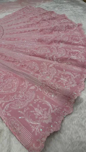 Rosé Blossom Slub Silk Lehenga Set