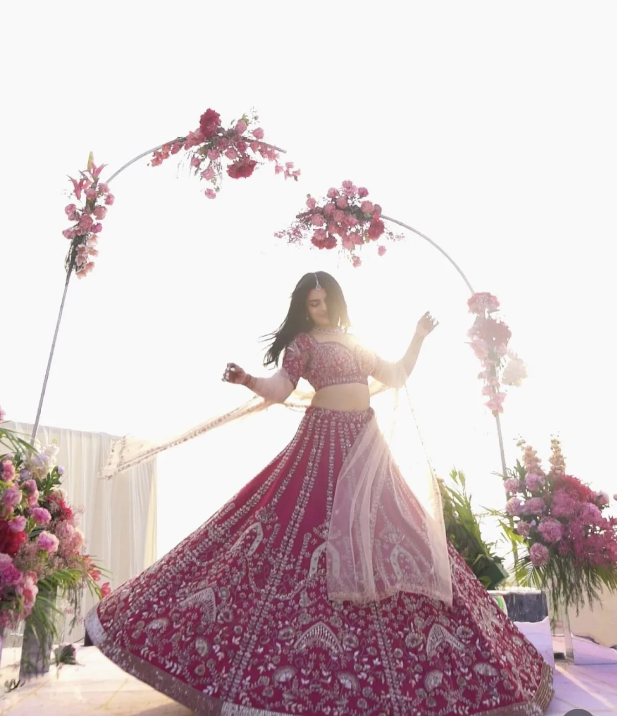 Rosé Royale Embroidered Slub Silk Lehenga Set