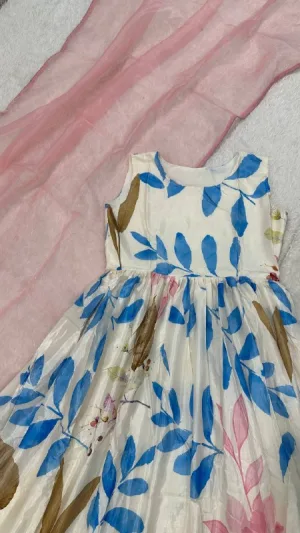 Blossom Breeze Dola Silk Digital Print Gown Set