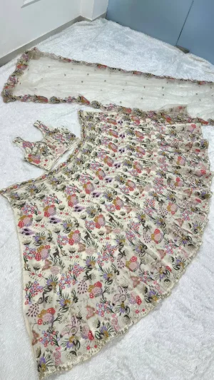 Garden of Elegance Floral Faux Georgette Lehenga Set