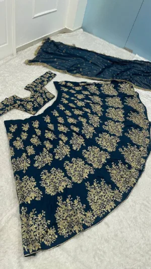Midnight Royal Polo Silk Lehenga