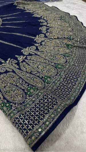 Ethereal Royal Blue Thai Silk Lehenga Set
