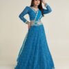 Digital print Georgette lehnga with thread and sequence work