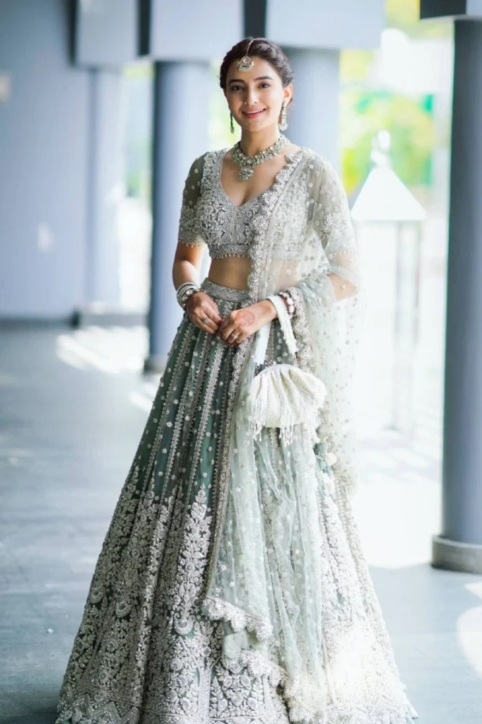 Classic Indian Net Lehnga with Dori & sequence work
