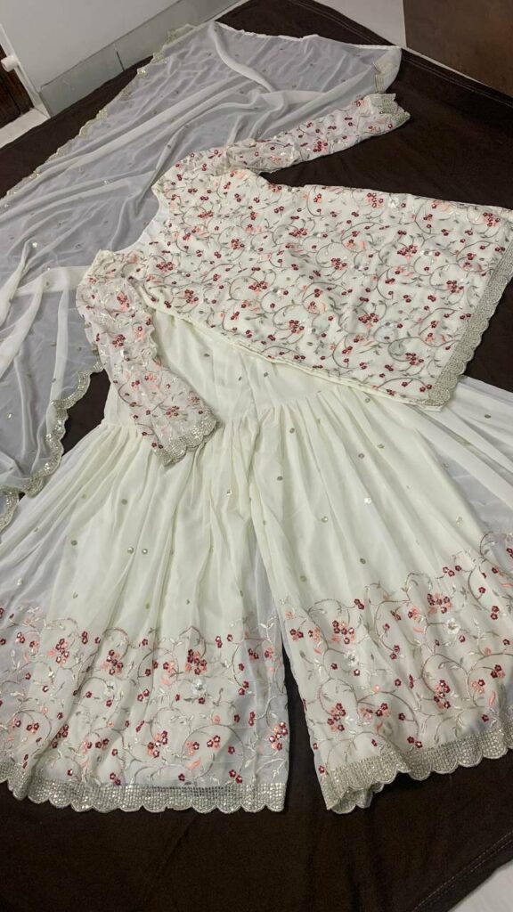 white sharara suit set