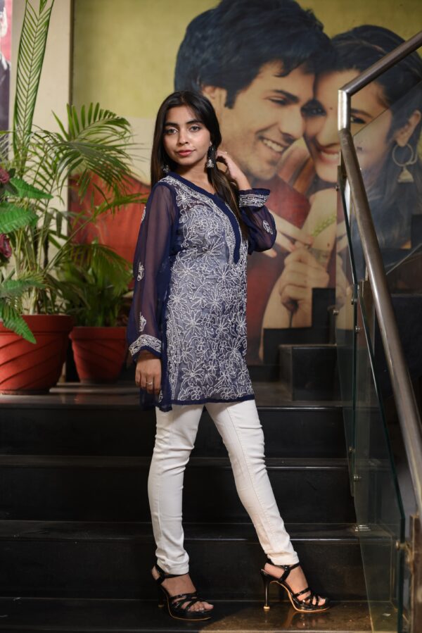 Navy Blue Chikankari Kurti