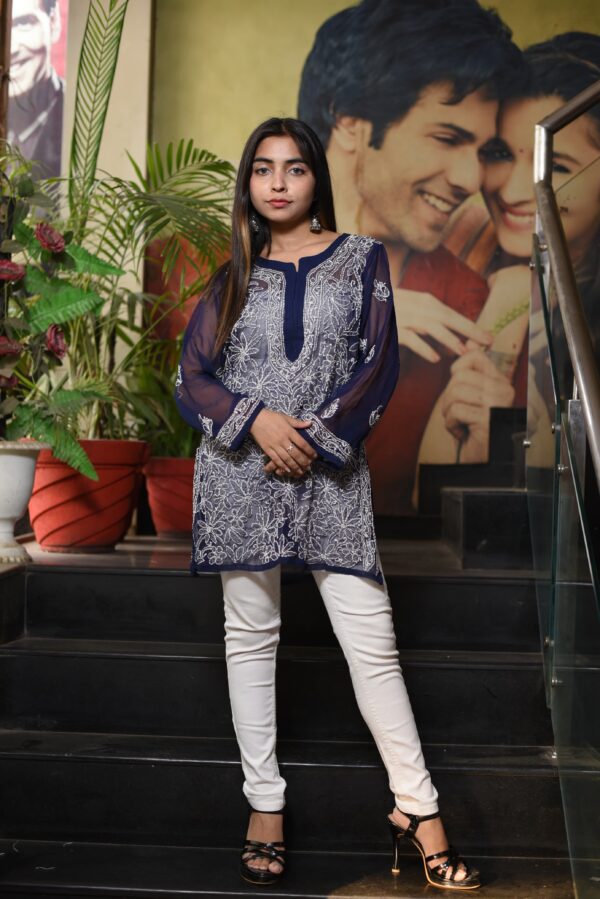 Navy Blue Chikankari Kurti