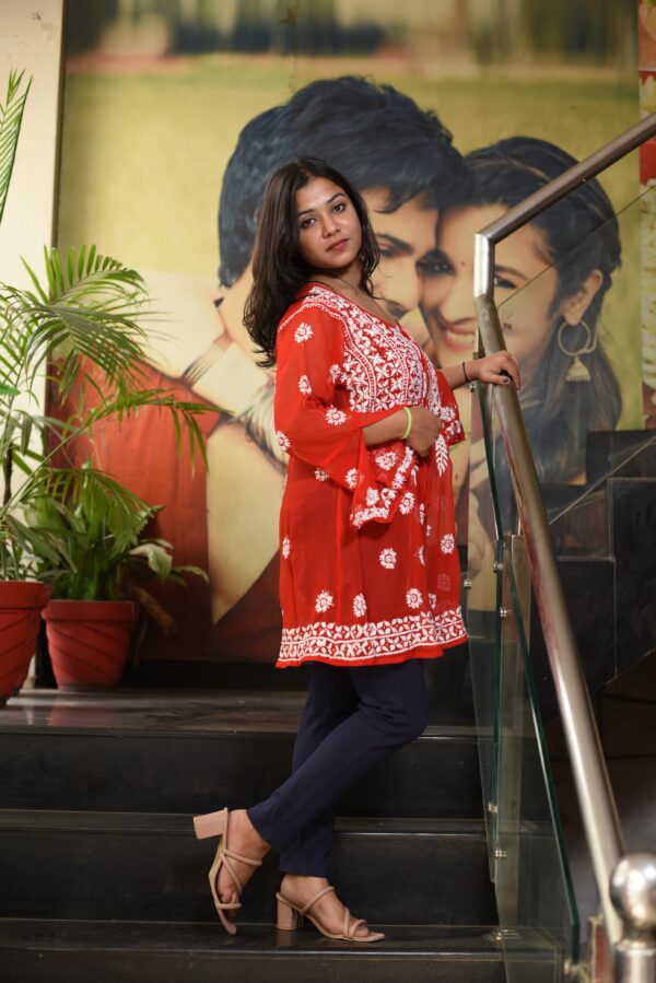 Red Chikankari