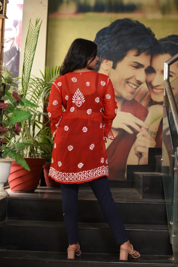 Red Chikankari back side photo