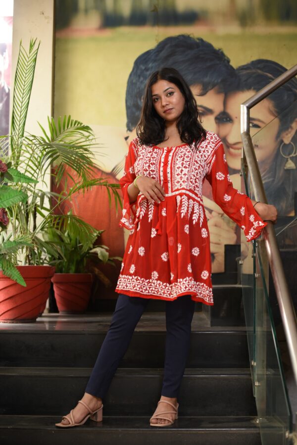 This red chikankari kurti are made for anant ambani wedding . You can try to wear this and visit there party and you are the more pretier in the party. So BUY NoW.