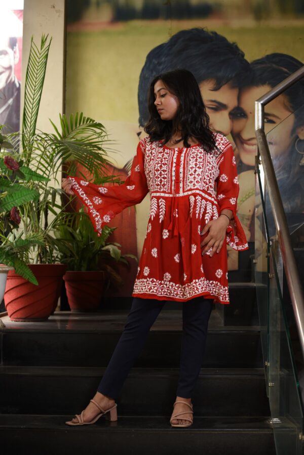 Red Chikankari