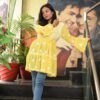 Yellow Chikan work kurti