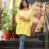 Yellow Chikan work kurti