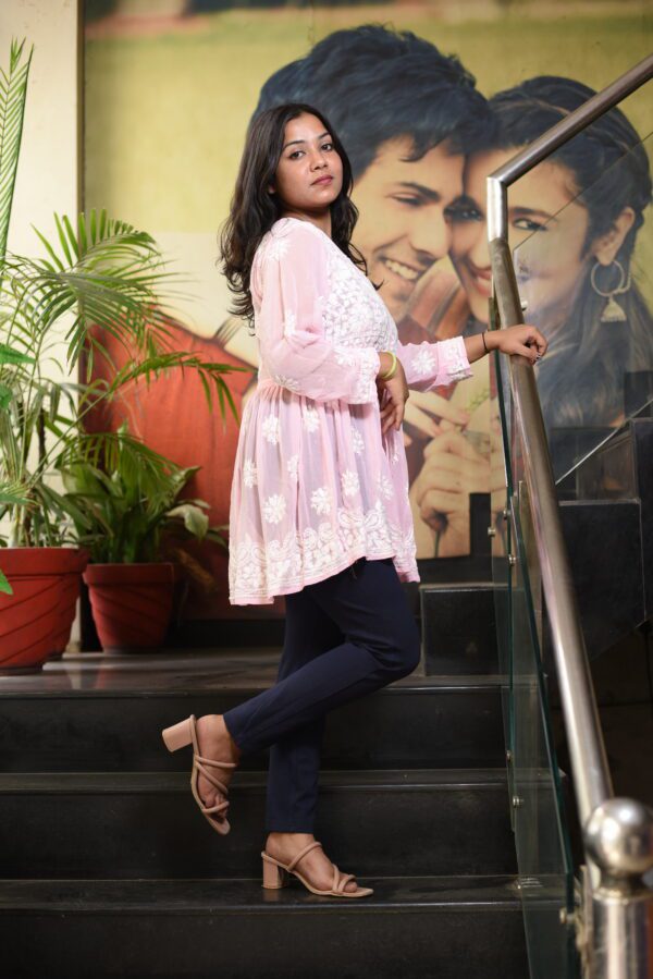 pink chikankari kurti