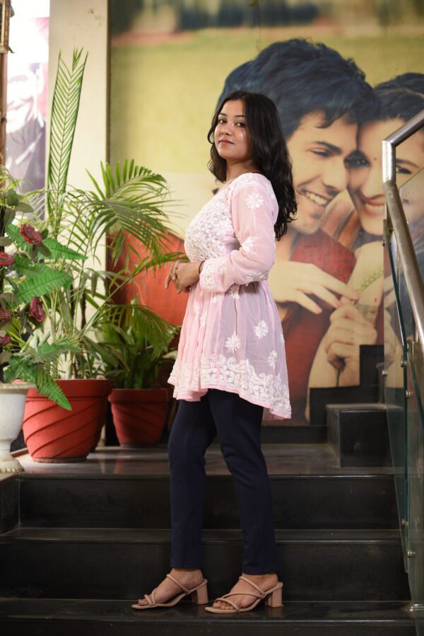 pink chikankari kurti