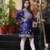 Dark blue chikan kari kurti