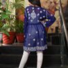 Dark blue chikan kari kurti