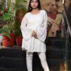 White chikan work kurti