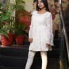 White chikan work kurti