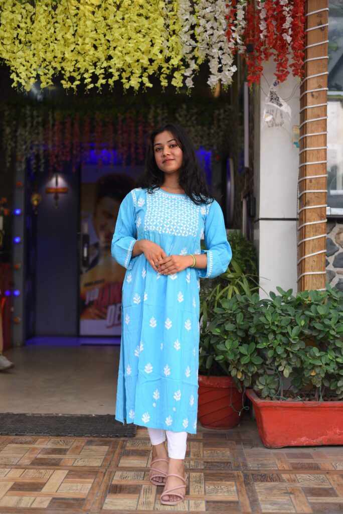 Cotton Sky blue kurti