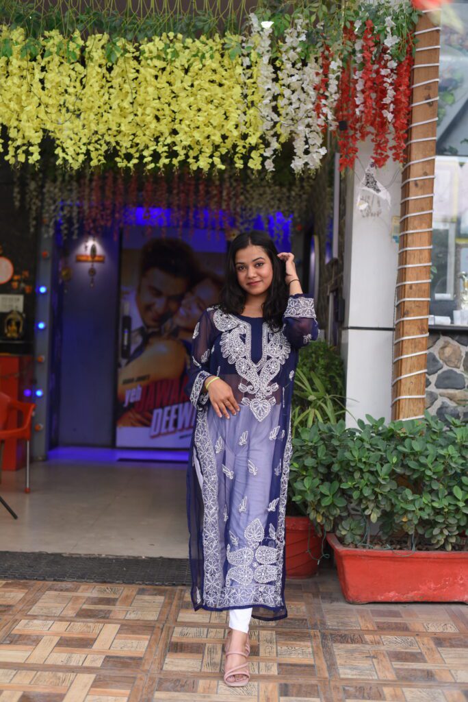 stylish long chikan kurti