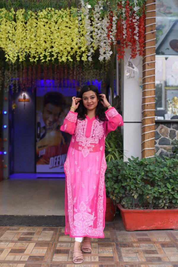 Designer pink long kurti