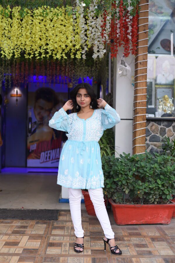 asmani blue chikan kurti