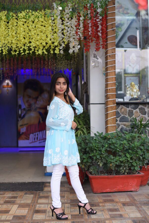 asmani blue chikan kurti